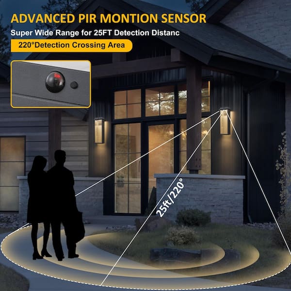 C Cattleya 8 in. Black Motion Sensing Dusk to Dawn Outdoor
