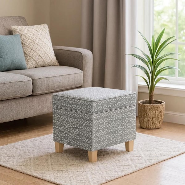 Pyp Gray and Brown Polyester Square Storage Ottoman