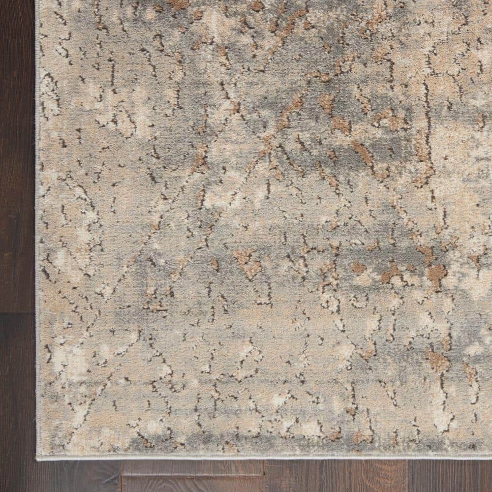 Reversible Abstract Gray Synthetic 5' x 7' Area Rug