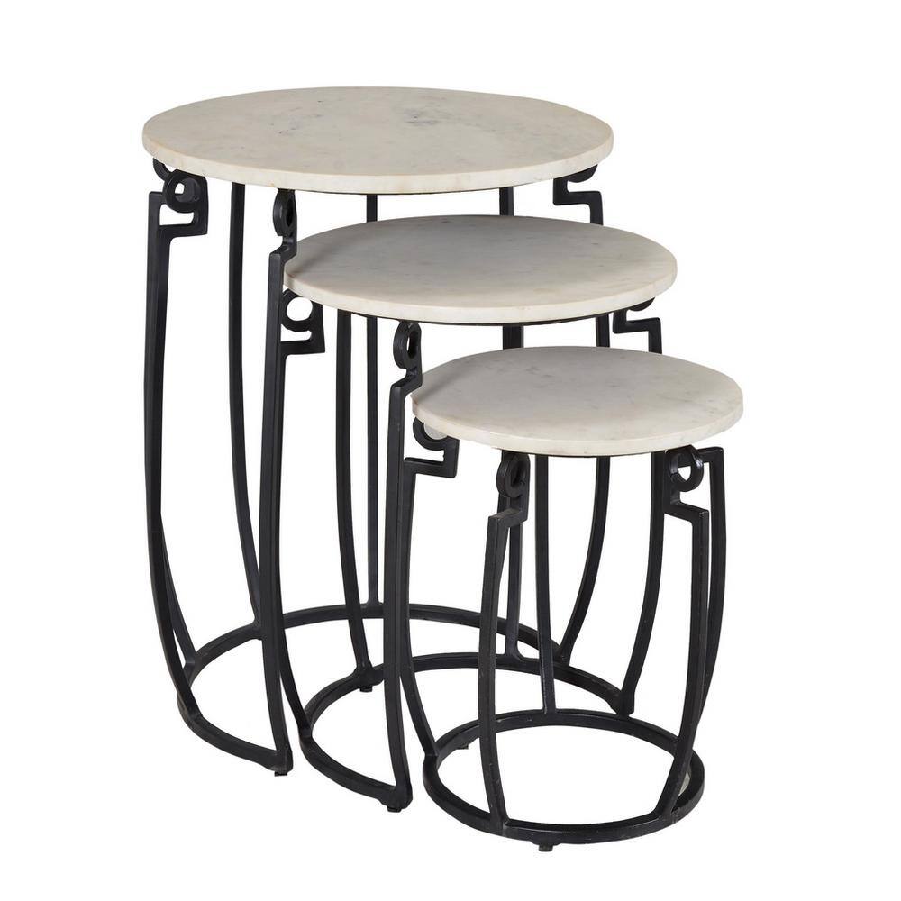 Coast to Coast Accents Ponga Black Round Nesting Tables (Set of 3