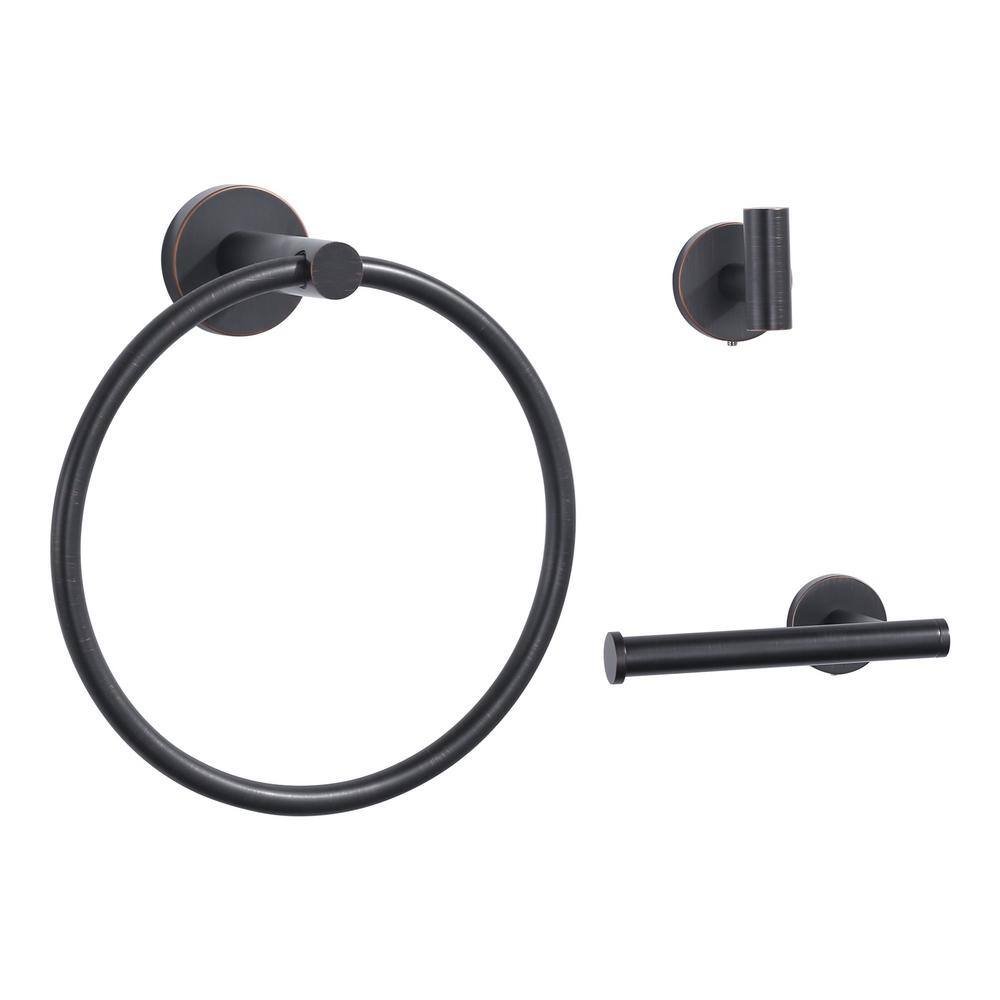 3-Piece Bath Hardware Set with Mounting Hardware with Towel Ring, Towel Hook and Toilet Paper Holder in Bronze price history on PriceWatchPro
