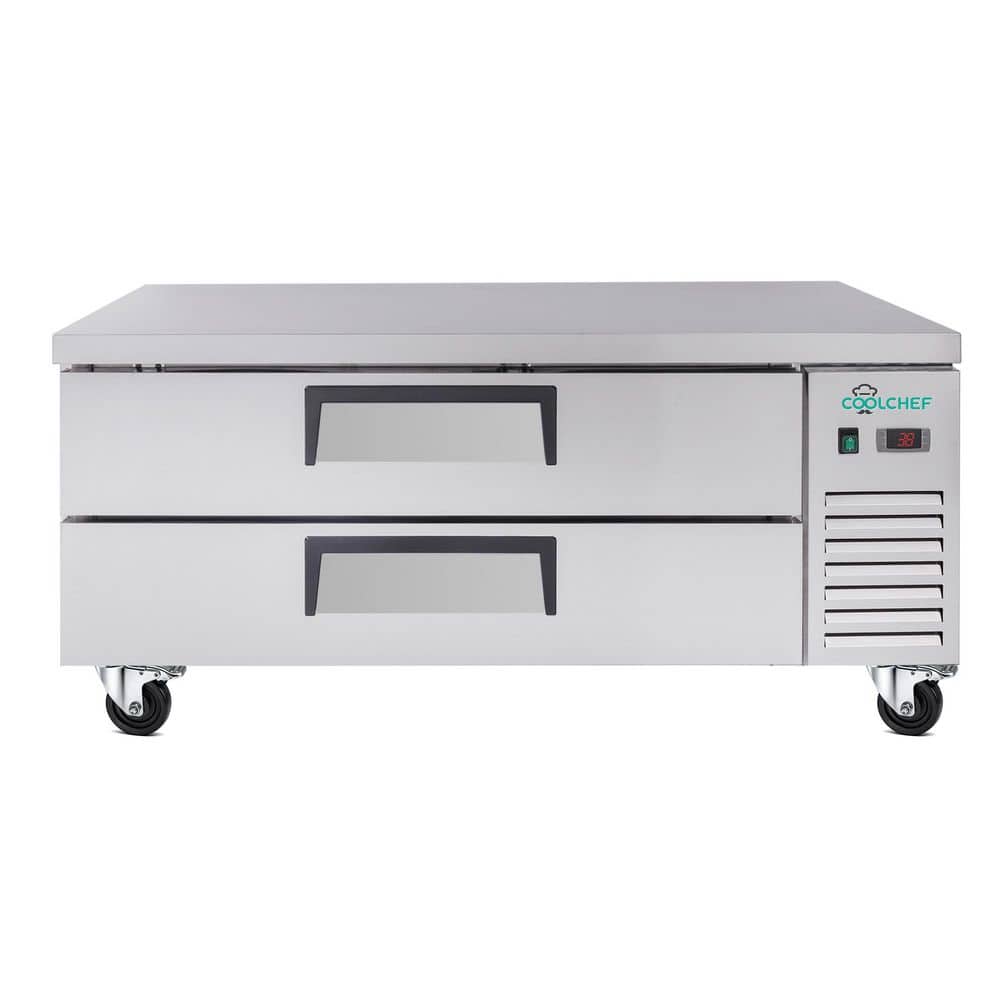 52 in. 10.5 cu. ft. Commercial Chef Base Refrigerator, Stainless Steel Worktop Equipment Stand Refrigerator
