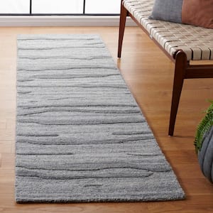 Abstract Gray 2 ft. x 8 ft. Undulating Marle Runner Rug