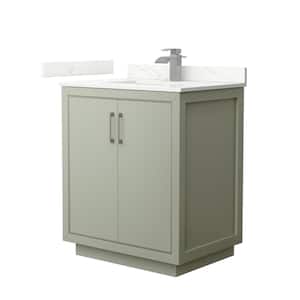 Icon 30 in. W x 22 in. D x 35 in. H Single Bath Vanity in Light Green with Giotto Qt. Top