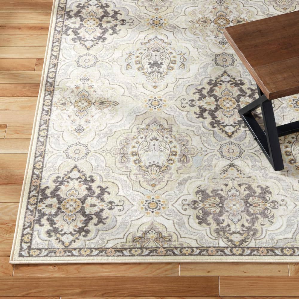 Avani Beige Tufted Washable Rectangular Area Rug 6' x 9'