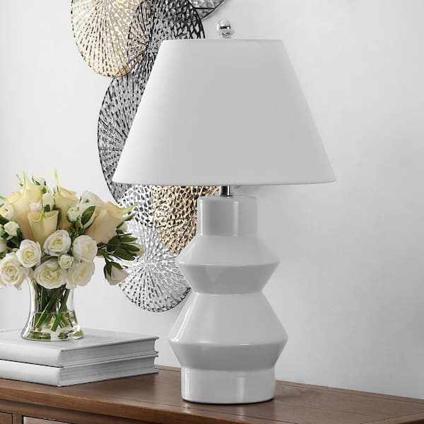 Larcia 25.5 in. White Table Lamp with White Shade