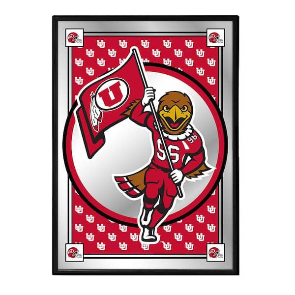 The Fan-Brand 19 in. X 28 in. Utah Utes Team Spirit, Mascot Framed Mirrored Decorative Sign