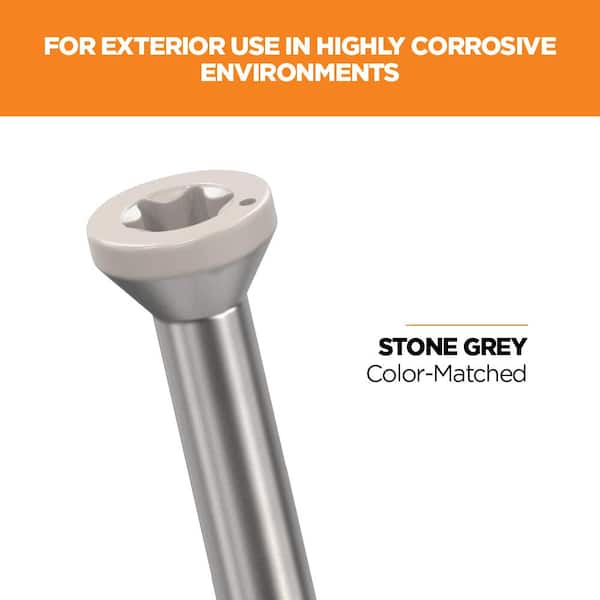2-1/2 in. #8 316 Stainless Steel Stone Gray Premium Star Drive Trim Screws (100-Count)