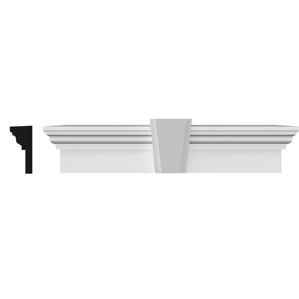 Ekena Millwork 1 in. x 122 in. x 9 in. Polyurethane Crosshead Moulding with  Deco Keystone CRH09X122KA - The Home Depot