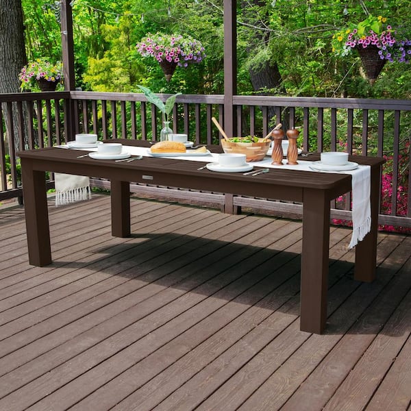 Highwood Weathered Acorn 42 in. x 84 in. Rectangular Recycled Plastic Outdoor Dining Table