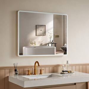 36 in. W x 28 in. H Large Rectangular Frameless 3-Colors Dimmable LED Anti-Fog Memory Wall Mount Bathroom Vanity Mirror