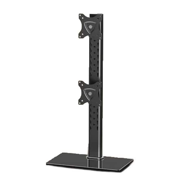Vertical Dual Monitor Stand Free Standing Desk Mount for 13-32 inch Screens Swivel Tilt Height Adjustable Black