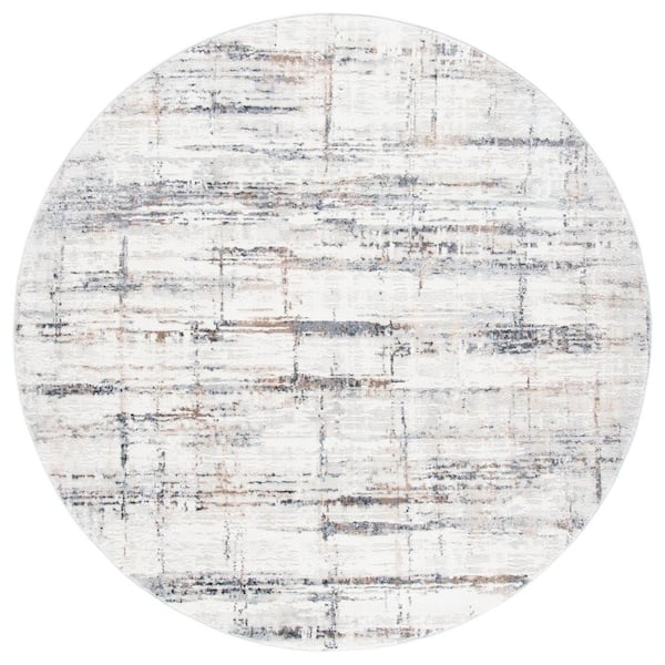 SAFAVIEH Amelia Gray/Gold 7 ft. x 7 ft. Geometric Striped Round Area Rug