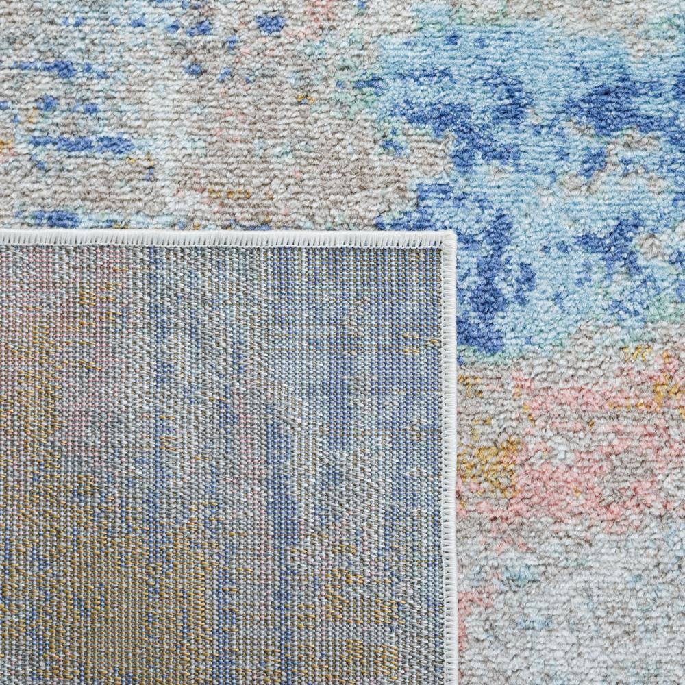 Beige Blue/Pink Distressed Synthetic Runner Rug, 2'2" x 9'