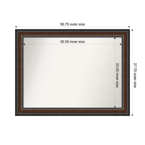 Cyprus Walnut 36.75 in. x 27.75 in. Custom Non-Beveled Wood Framed Bathroom Vantiy Wall Mirror