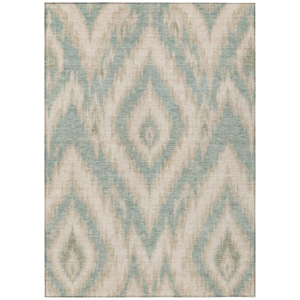 Chantille Machine Washable Indoor/Outdoor Abstract ACN3071 Seafoam 9 ft. x 12 ft. Area Rug