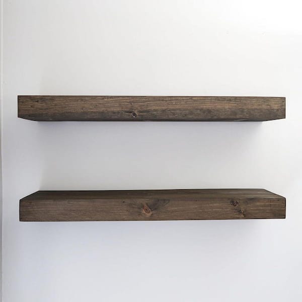 wood iron shelf 710*600*225〈ブラウン〉 24 in. W x 6 in. D Dark Brown Floating Shelves 3 Inches Thick