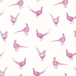 Flirty Pheasants Truly Pink Matte Non Woven Removable Paste the Wall Wallpaper