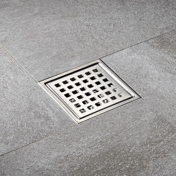 4 in. x 4 in. Stainless Steel Square Shower Floor Drain in Stainless Steel