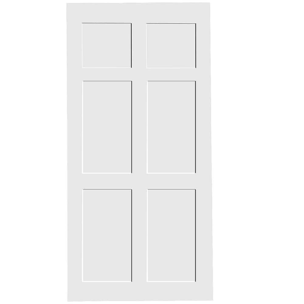 32 in. x 80 in. 6-Paneled Primed Interior Sliding Barn Door Slab, MDF, Barn