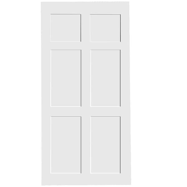 Unbranded 32 in. x 80 in. 6-Paneled Primed Interior Sliding Barn Door Slab, MDF, Barn Door Slab