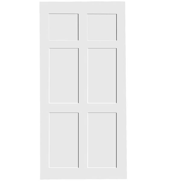 Unbranded 32 in. x 84 in. 6 Paneled Primed Interior Sliding Barn Door Slab, MDF, Barn Door Slab