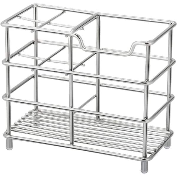 Silver 304 Stainless Steel Bathroom Toothbrush Holder with Rust-Proof and Storage Organizer