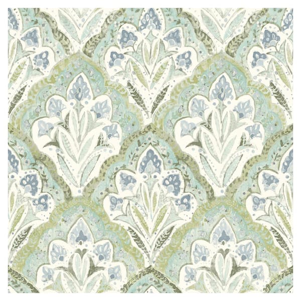 Chesapeake Mimir Quilted Damask Blue Prepasted Non Woven Wallpaper 3125 ...