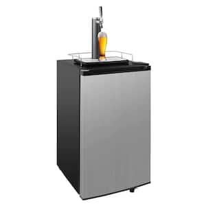 20 in. Single Tap Stainless Steel Kegerator, Keg Beer Cooler for Beer Dispensing with 4 Casters