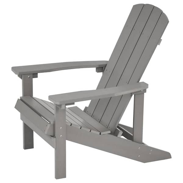 Zeus & Ruta Light Gray Plastic Patio Adirondack Chair Outdoor (Set of 1)
