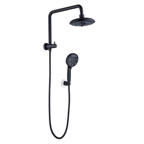 Single Handle 6-Spray Patterns Round Shower Faucet Set 2.2 GPM with High Pressure Hand Shower in Matte Black