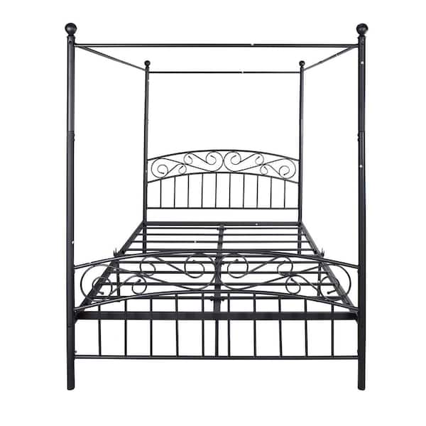 wetiny Black Canopy Metal Bed Frame