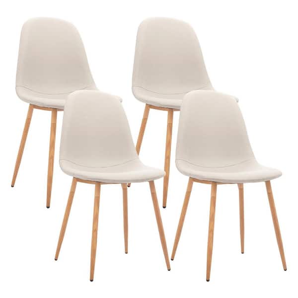 Faux Leather Cushion Seat Back Dining Chairs Set of 4
