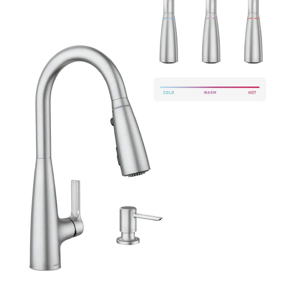 MOEN Haelyn 1-Handle Pull-Down Sprayer Kitchen Faucet ColorCue ...