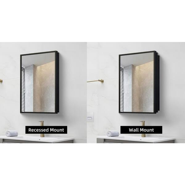 Lycvki 20 in. W x 26 in. H Rectangular Framed Medicine