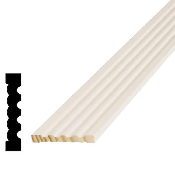 Alexandria Moulding 11/16 in. x 3-1/4 in. x 96 in. Primed Finger-Jointed Pine Wood Fluted Casing Moulding