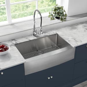 Rivage 33 in. x 21 in. Stainless Steel, Single Basin, Farmhouse Kitchen Sink with Apron