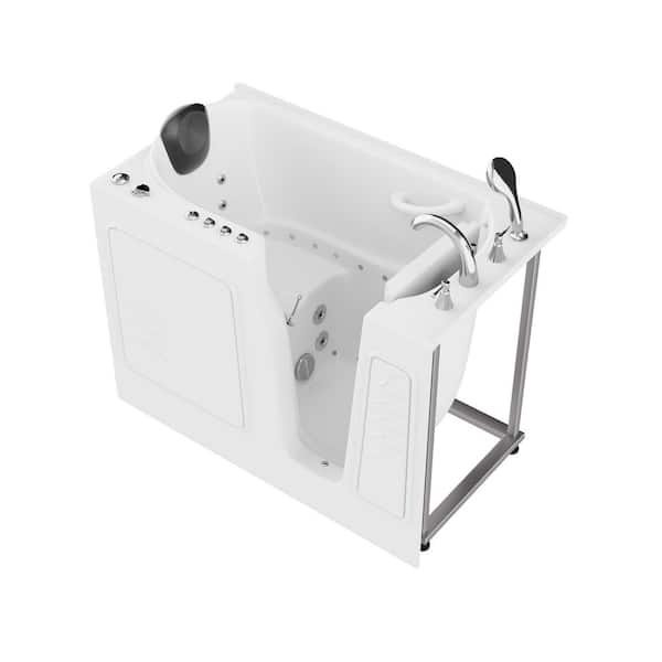 WTHDX Series 29 in. x 52 in. Right Drain Combination Jetted Walk-in Bathtub in White with Powered Fast Drain