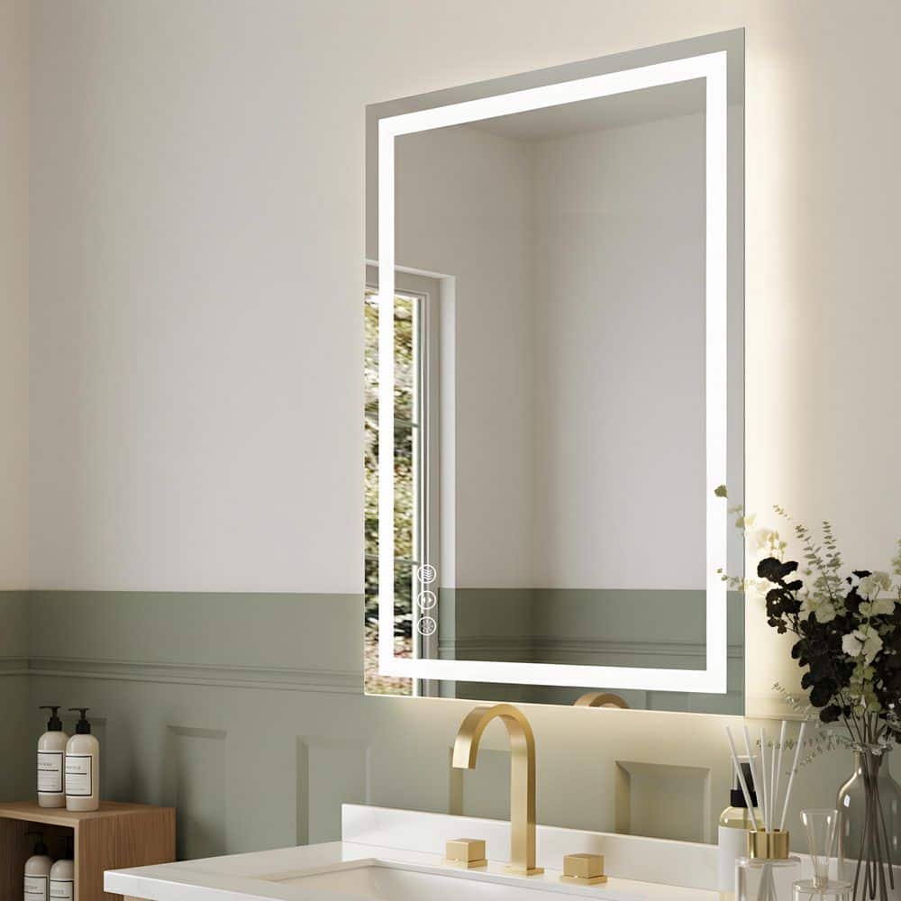 28 in. W x 36 in. H Rectangular Frameless LED Light with 3-Color and Anti-Fog Wall Mounted Bathroom Vanity Mirror price history on PriceWatchPro