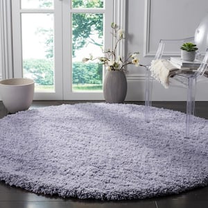 Classic Shag Lilac 4 ft. x 4 ft. Round Solid Area Rug