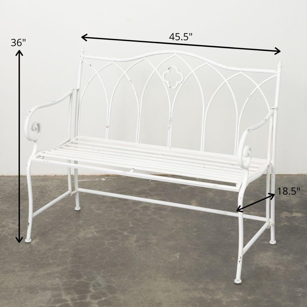 Crisp White Metal Garden Bench 48"L x 6"H