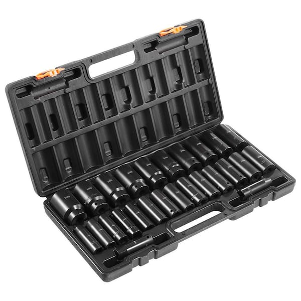 Impact Socket Set, 1/2 in. 26 Piece Impact Sockets, Deep Socket, 6-Point Sockets, 1/2 In. Set Impact Metric 2025 update