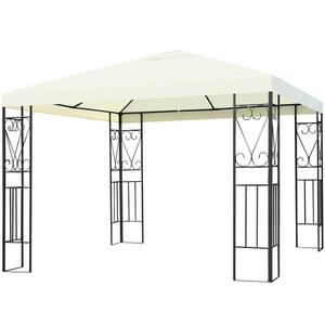 10 ft. x 10 ft. White Steel Frame Patio Gazebo Canopy Green