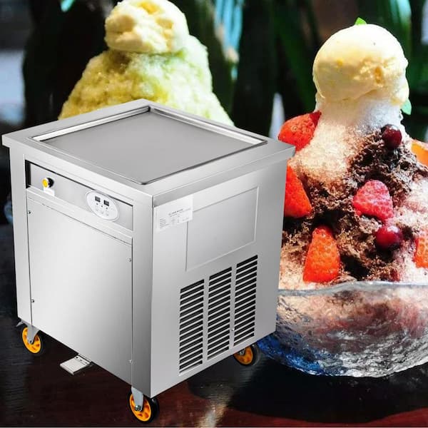 VEVOR Ice Cream Machine 1350 Watt 19.7 in. Square Flat Plate Commercial Electric Fry Ice Cream Roll Maker for Restaurants, Silver