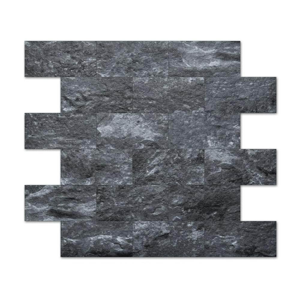 smart tiles Pietra Pozzuoli Grey 11.4 in. x 22.5 in. Vinyl Peel