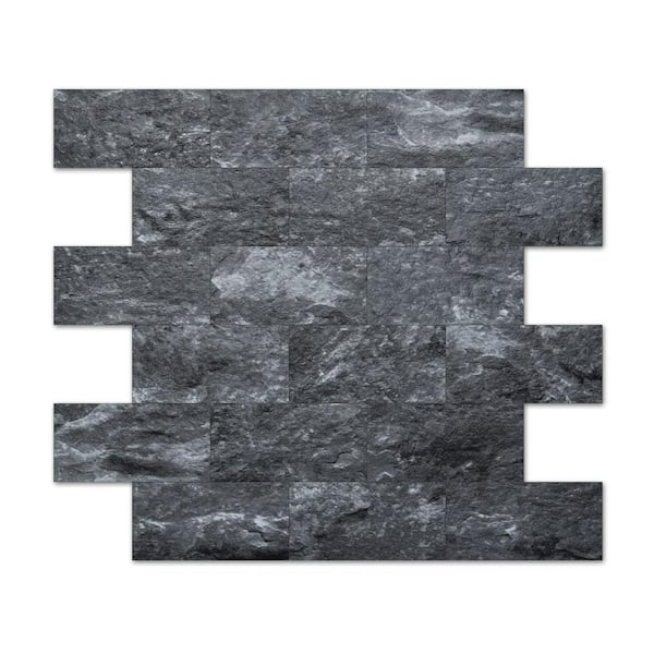 null Dark-Granite 13.5 in. x 11.4 in. PVC Peel and Stick Tile for Kitchen Backplash, Bathroom, Fireplace (9.6 sq. ft./box)