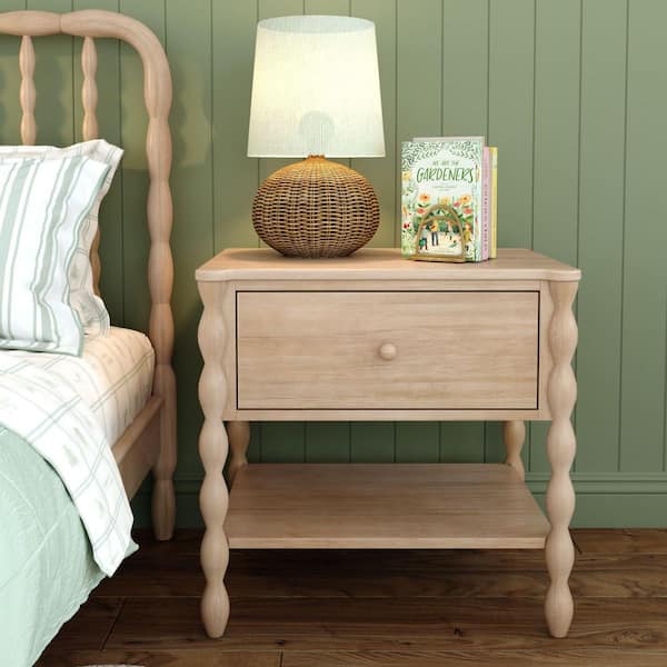 Jenny Blonde 1 Drawer 26 in W Nightstand with Shelf