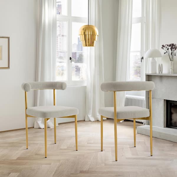 Armen Living Shannon Taupe Fabric Armless Dining Chair Set of 2