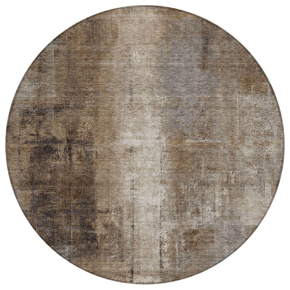 Chantille Machine Washable Indoor/Outdoor Abstract ACN1980 Brown 8 ft. x 8 ft. Round Rug price history on PriceWatchPro