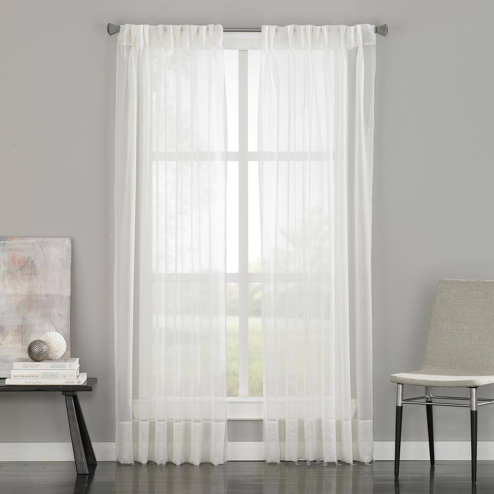 Curtainworks Soho Voile Curtain Panel, 59 in x 108 in, Winter White